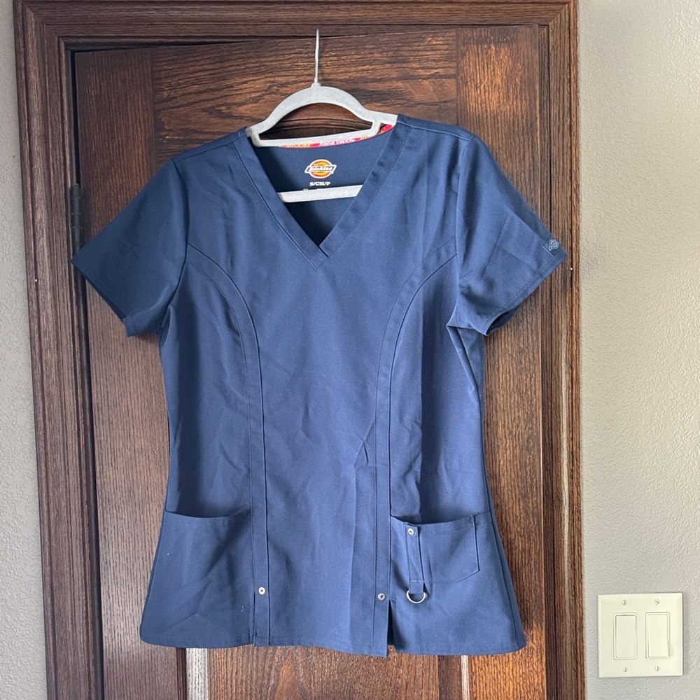 Dickies Women's Dark Blue V-Neck Scrub Top